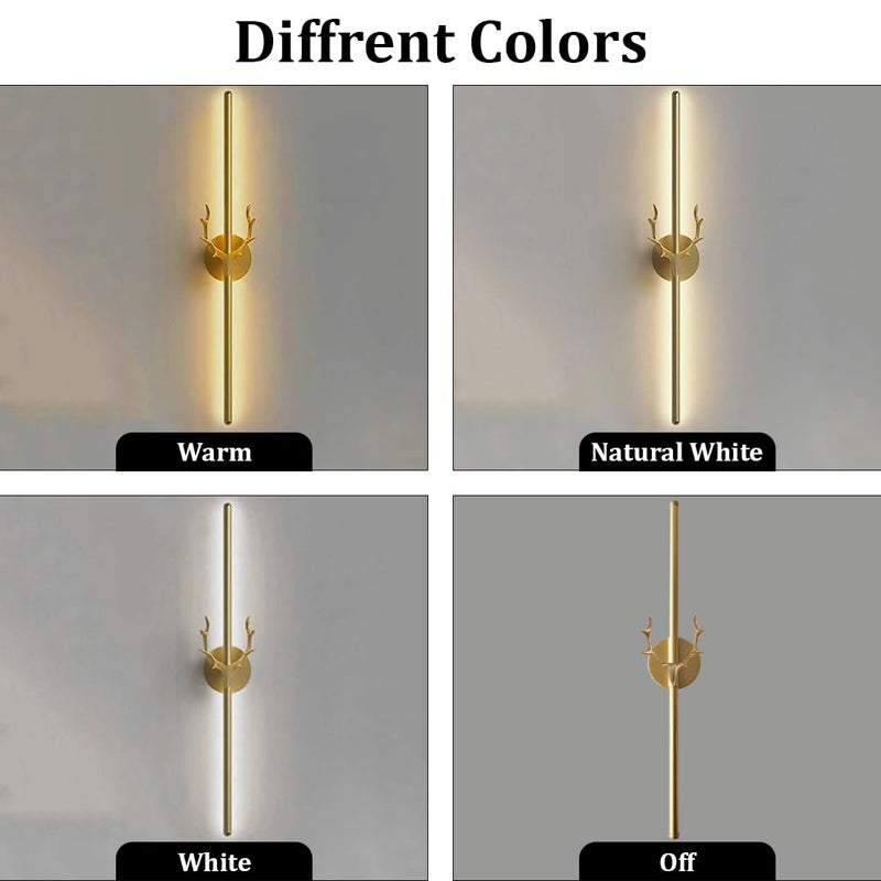 fizzytech مصباح حائط طويل من البلاستيك والمعدن والأكريليك بتصميم حديث وبسيط على شكل رأس غزال لمعيشة غرفة التلفاز ومصباح بجانب السرير في غرفة النوم - Image 4