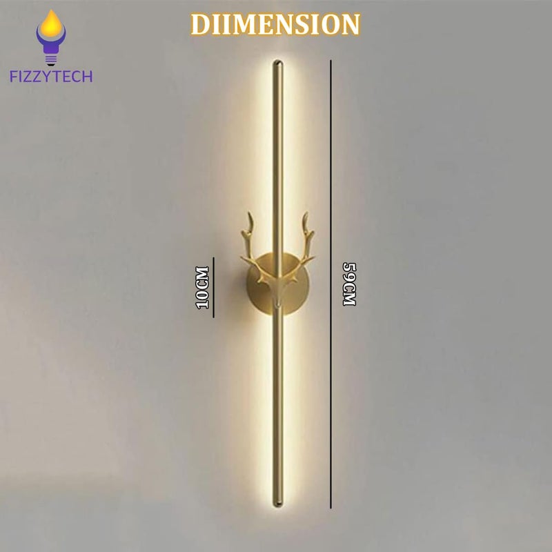 fizzytech مصباح حائط طويل من البلاستيك والمعدن والأكريليك بتصميم حديث وبسيط على شكل رأس غزال لمعيشة غرفة التلفاز ومصباح بجانب السرير في غرفة النوم - Image 2