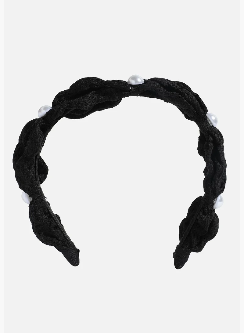 SOHI Trendy Western Wear Fabric Hair Band with Pearls For Women
