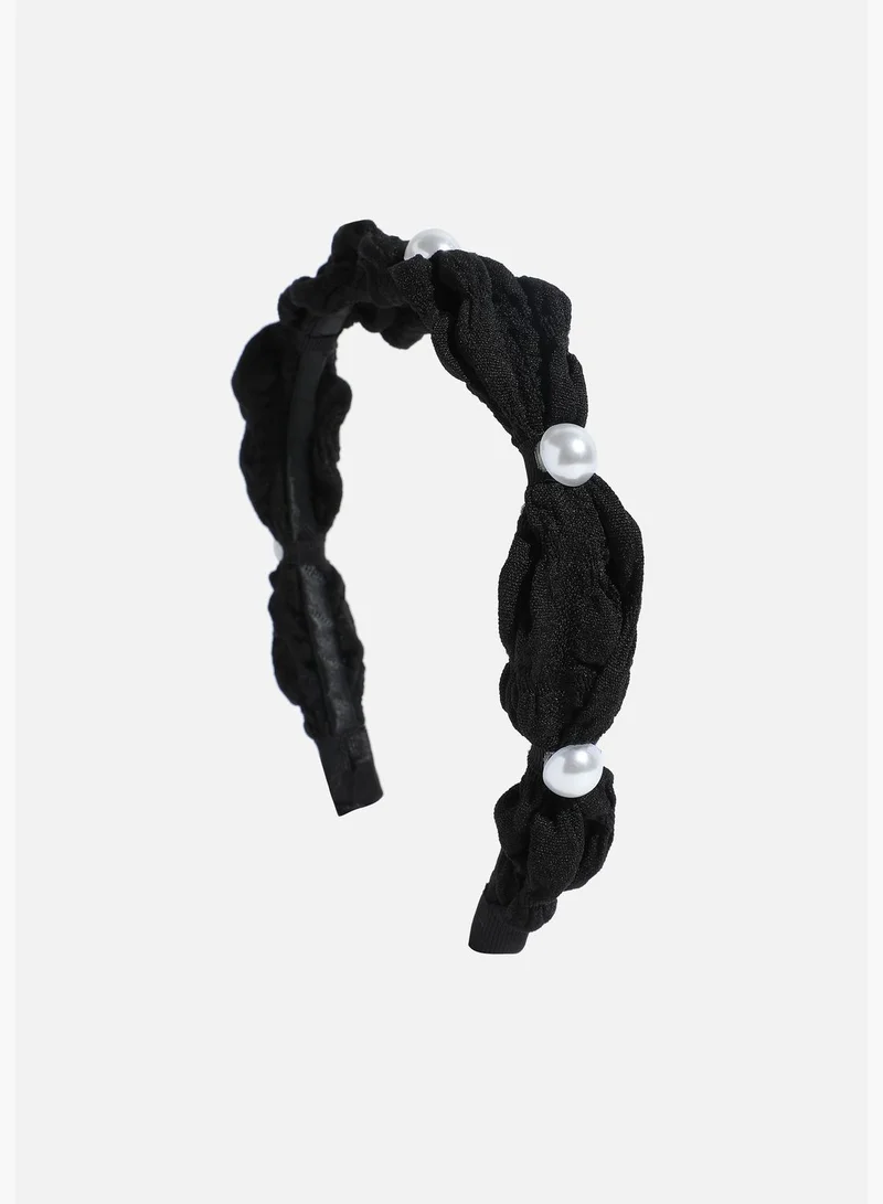 SOHI Trendy Western Wear Fabric Hair Band with Pearls For Women