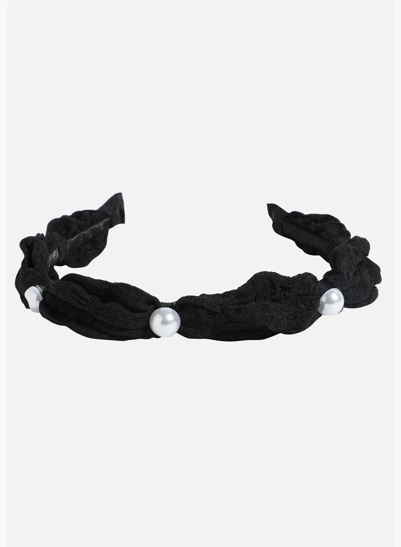 SOHI Trendy Western Wear Fabric Hair Band with Pearls For Women