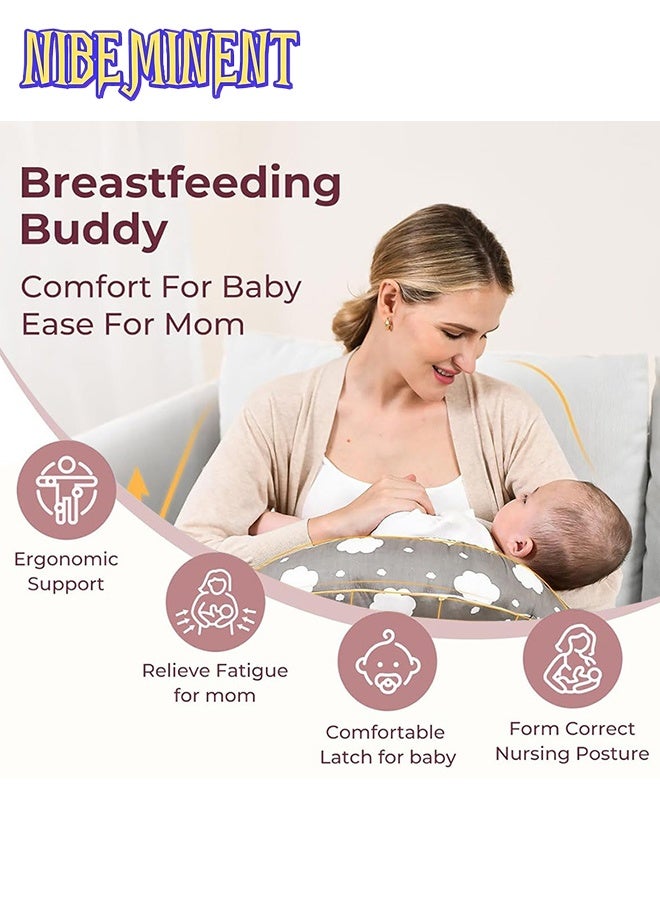 NIBEMINENT Feeding Pillow,Nursing Pillow with Infant Support Cushion, Multi Breastfeeding Pillow with Removable Neck Belt for Mom Baby with Adjustable Waist Strap and Removable Cotton Cover - Image 2