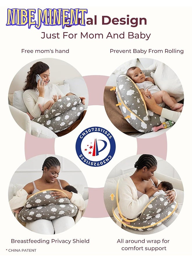 NIBEMINENT Feeding Pillow,Nursing Pillow with Infant Support Cushion, Multi Breastfeeding Pillow with Removable Neck Belt for Mom Baby with Adjustable Waist Strap and Removable Cotton Cover - Image 4