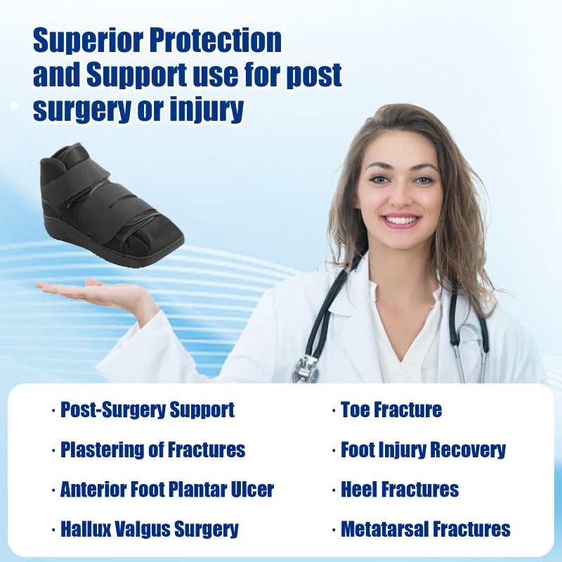 Estinko Closed Post Op Shoe, Post Op Shoes, Fracture Medical Walking Shoes for Men and Women-Post Surgery or Operation Foot Support, Broken Foot or Toe, Squared, M - Image 2