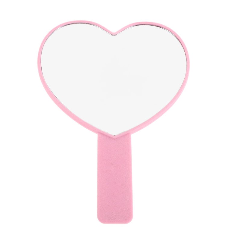 Pink Heart Shaped Handheld Travel Makeup Mirror Portable Vanity Mirror - Image 2