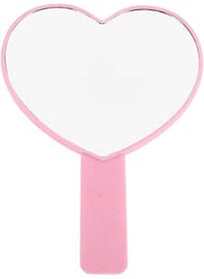 Pink Heart Shaped Handheld Travel Makeup Mirror Portable Vanity Mirror - Image 1