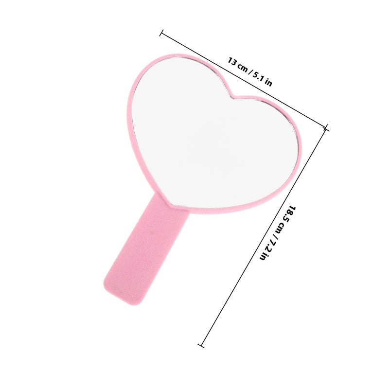 Pink Heart Shaped Handheld Travel Makeup Mirror Portable Vanity Mirror - Image 3