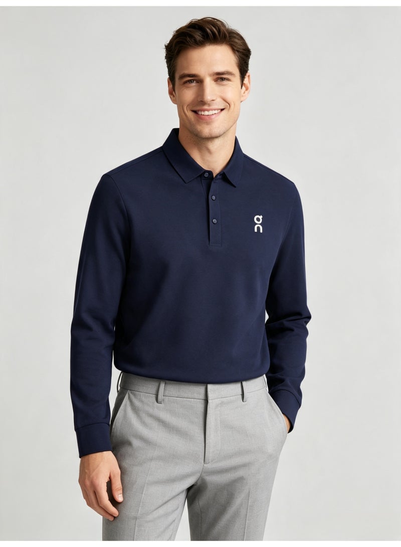 On Running Men's casual lapel long sleeve Polo shirt - Image 5