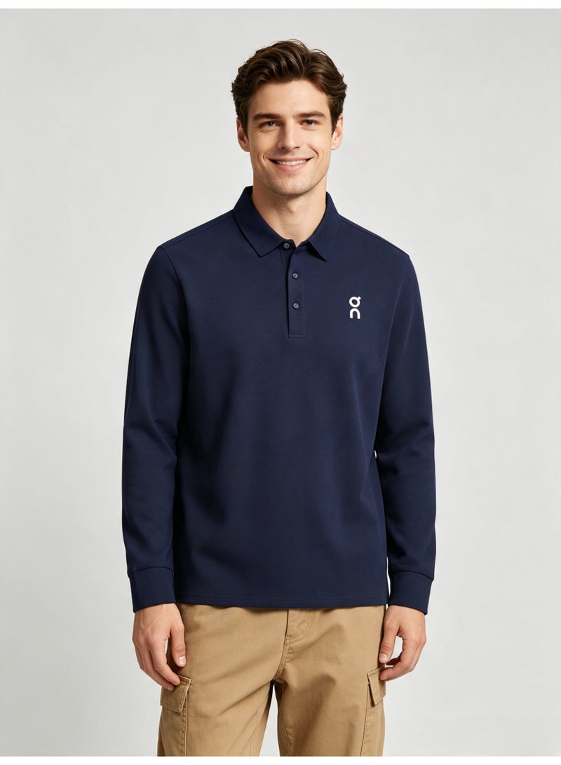 On Running Men's casual lapel long sleeve Polo shirt - Image 3