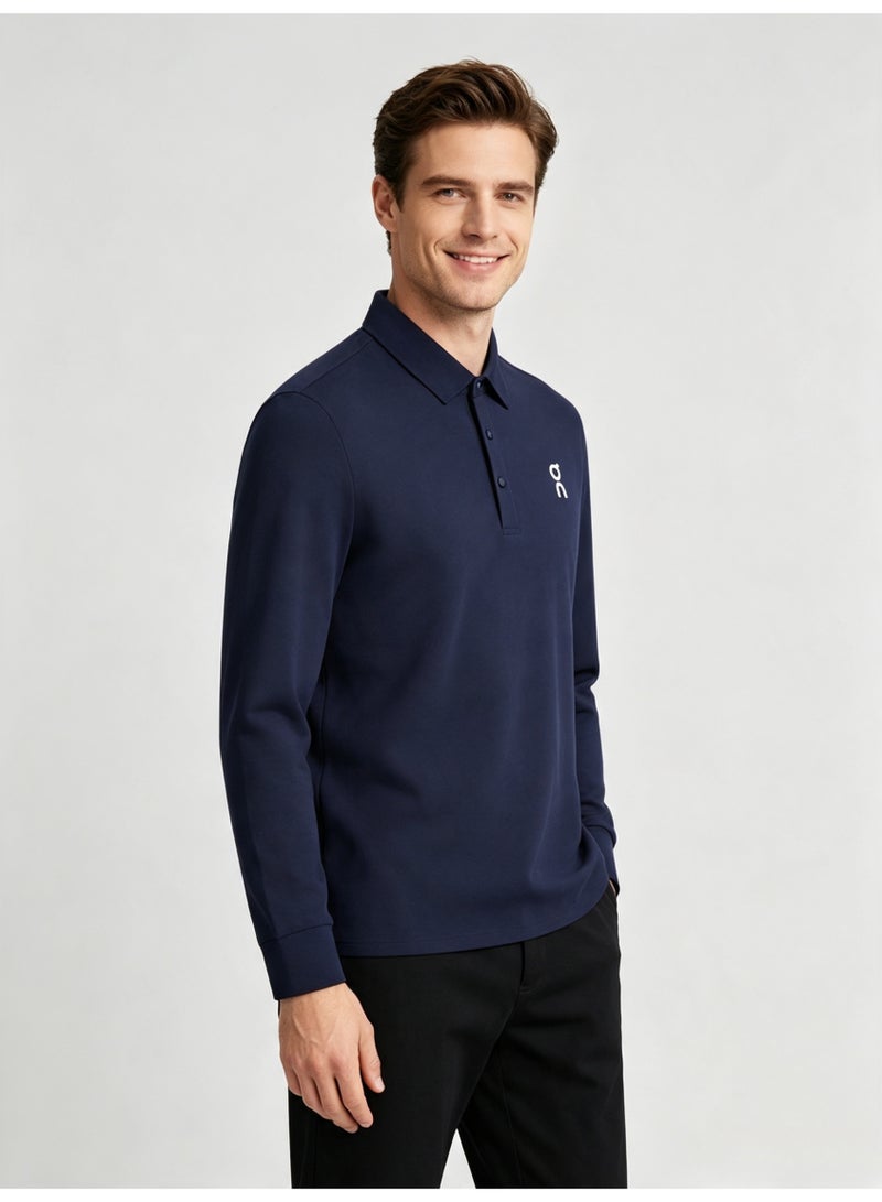 On Running Men's casual lapel long sleeve Polo shirt - Image 4