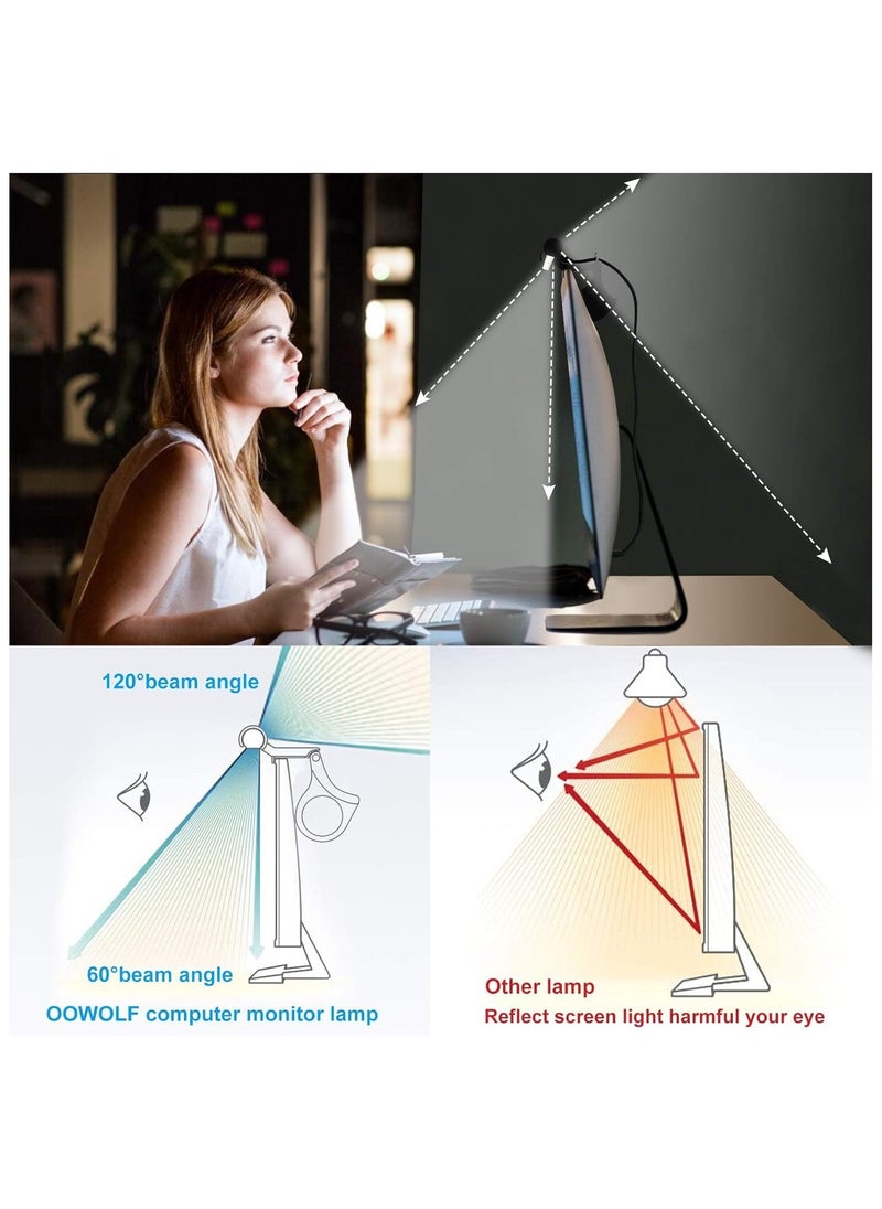 SYOSI - Monitor Light Bar with Backlight CRI≥95, Screen Light Bar, Desk Lamp for Eye-Caring,Dual Light,Filter Blue-Light,3-Color Mode,Memory Dimming,e-Reading Task Lamp,Computer Light for Home Office - Image 1