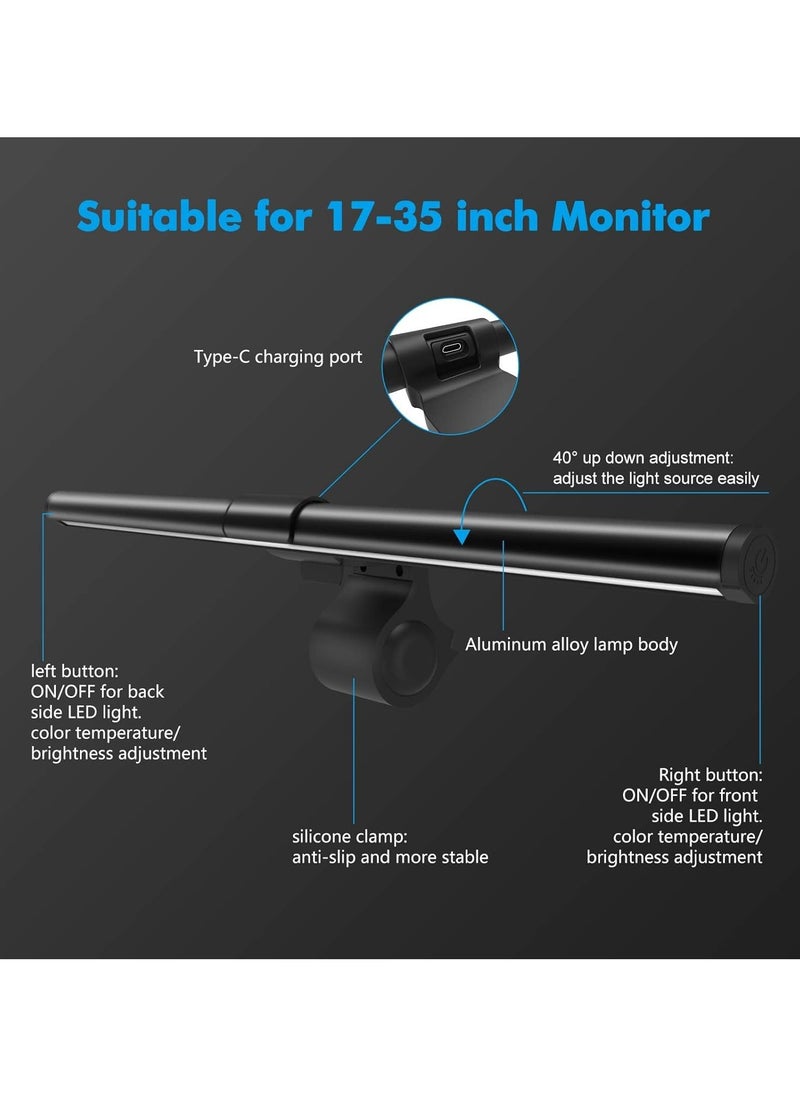 SYOSI - Monitor Light Bar with Backlight CRI≥95, Screen Light Bar, Desk Lamp for Eye-Caring,Dual Light,Filter Blue-Light,3-Color Mode,Memory Dimming,e-Reading Task Lamp,Computer Light for Home Office - Image 1