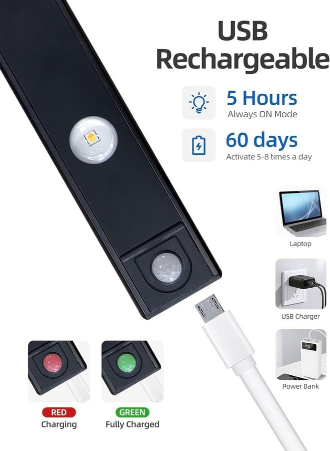 Rlanos Black LED Cabinet Light – Slim Under Cabinet Lighting Strip, USB Rechargeable, Motion Sensor, Wireless Stick-On Night Light for Kitchen, Wardrobe, Closet, Shelf, and Cupboard (40 CM) - Image 3
