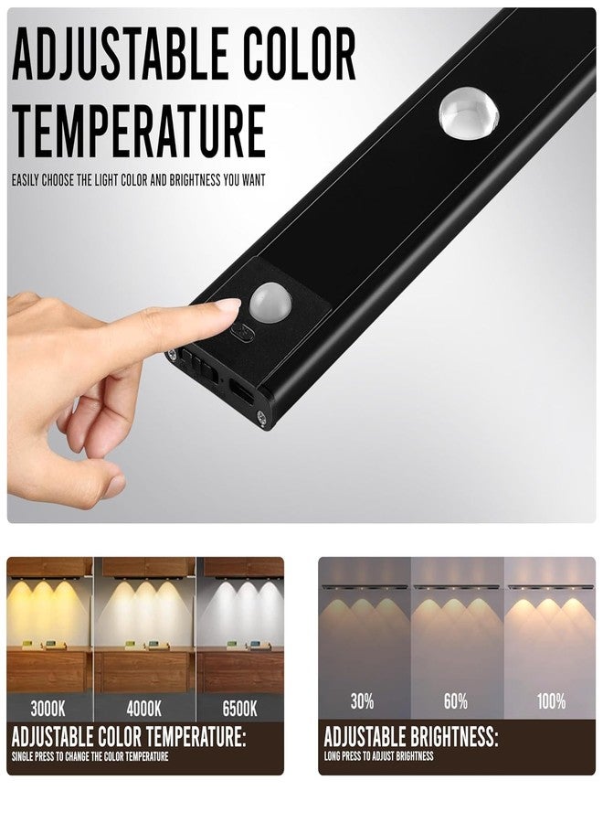 Rlanos Black LED Cabinet Light – Slim Under Cabinet Lighting Strip, USB Rechargeable, Motion Sensor, Wireless Stick-On Night Light for Kitchen, Wardrobe, Closet, Shelf, and Cupboard (40 CM) - Image 2