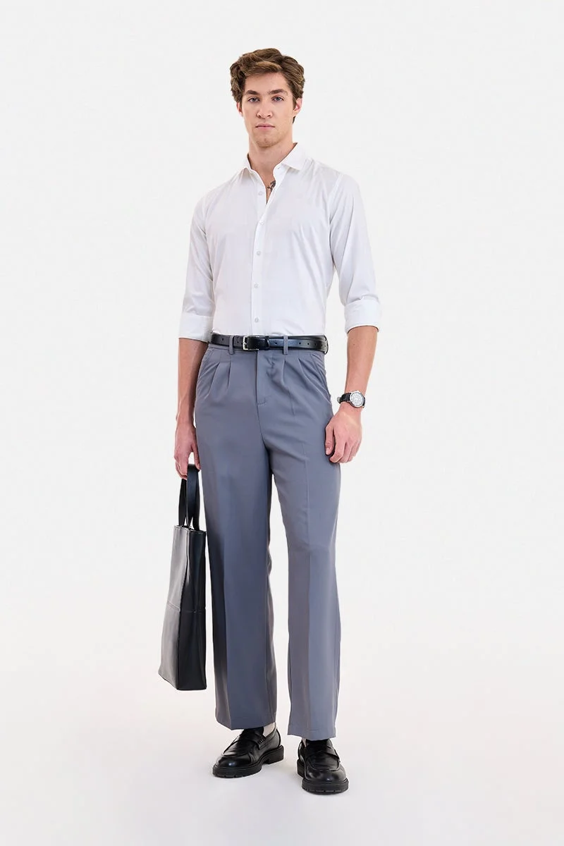 سنيتش White Textured Long Sleeve Slim Fit Formal Luxe Shirt