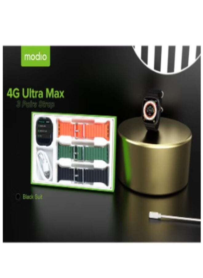 modio - 4GB Ram 64GB Rom Modio 4G Ultra Smart Watch 2.2 inch Display 3 Pairs strap. - Image 1