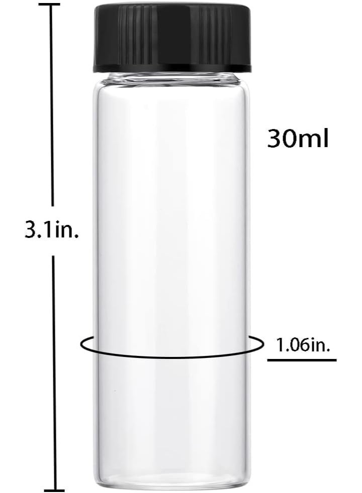 HZYH 25Pcs 30ml Clear Glass Vials with Screw Caps, Small Refillable Liquid Bottles for Essential Oils, Perfume, DIY Samples and Lab  Use - Image 2