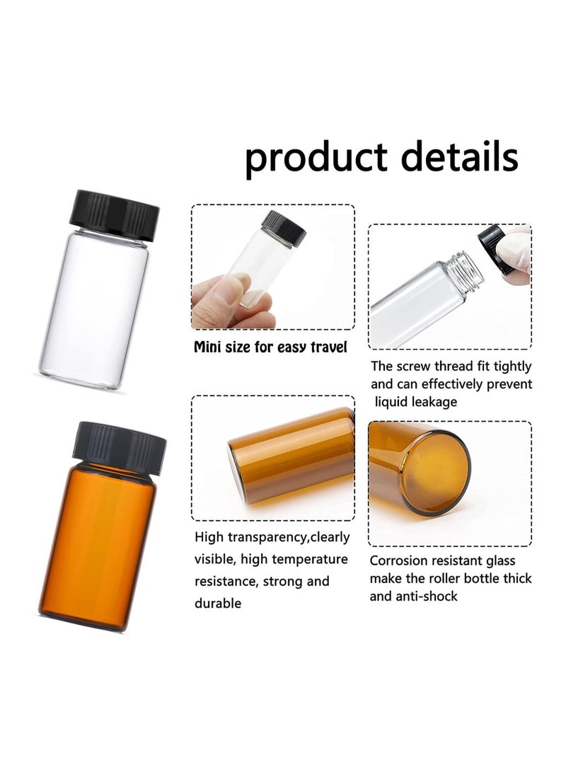 HZYH 25Pcs 30ml Clear Glass Vials with Screw Caps, Small Refillable Liquid Bottles for Essential Oils, Perfume, DIY Samples and Lab  Use - Image 3
