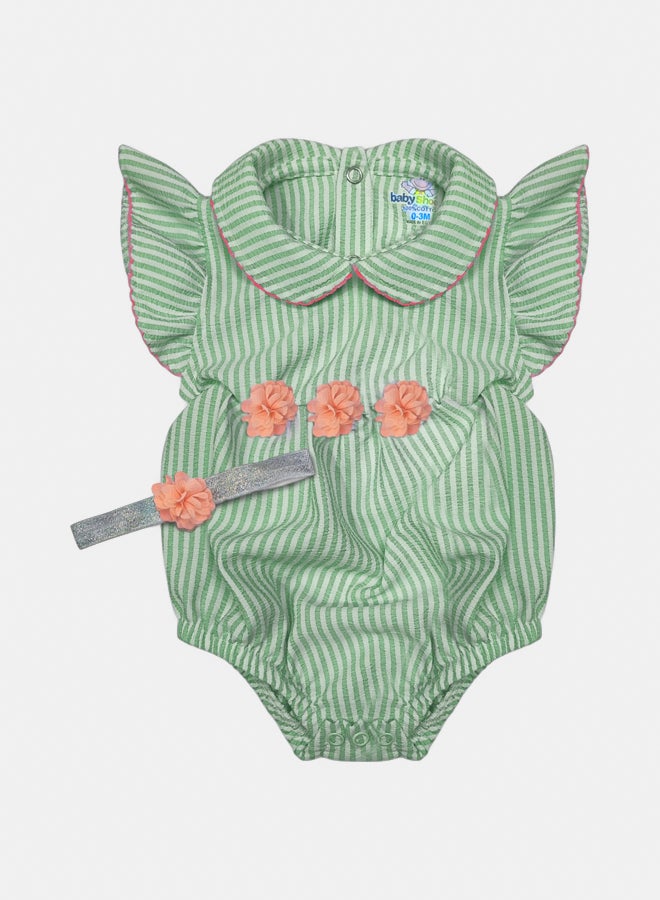 BabyShoora Baby Girl Summer Flutter Sleeves Romper - Image 1