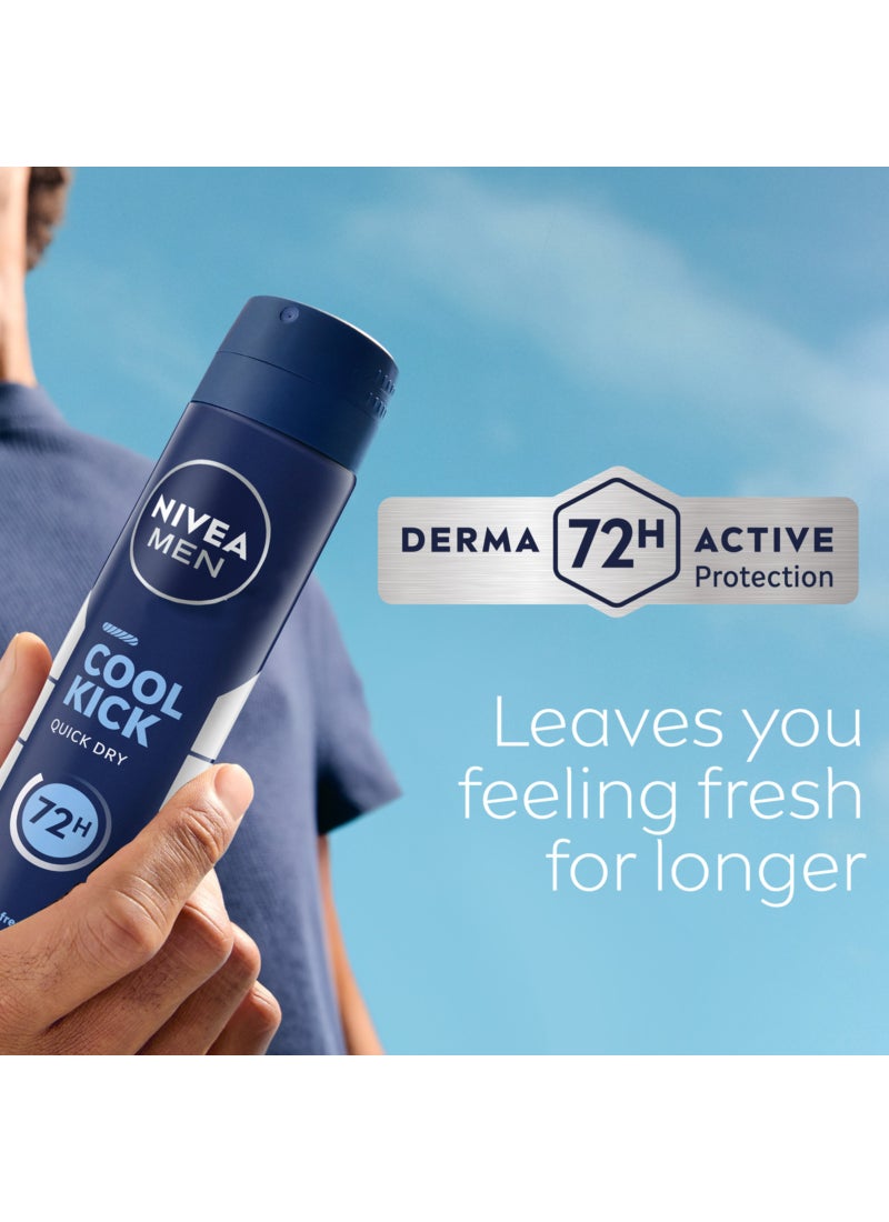 Nivea Cool Kick, Deodorant For Men Fresh Scent Spray 150ml Pack of 2 - Image 2