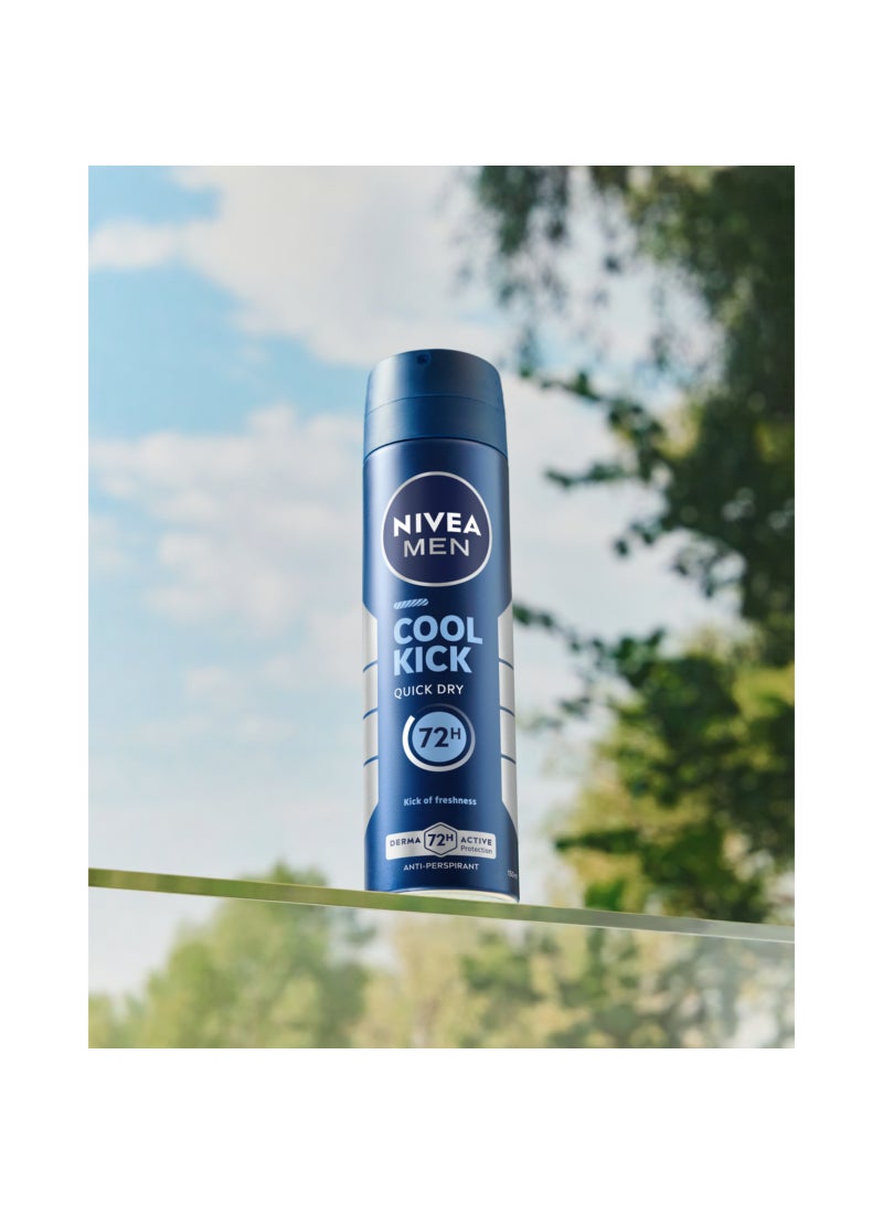 Nivea Cool Kick, Deodorant For Men Fresh Scent Spray 150ml Pack of 2 - Image 3