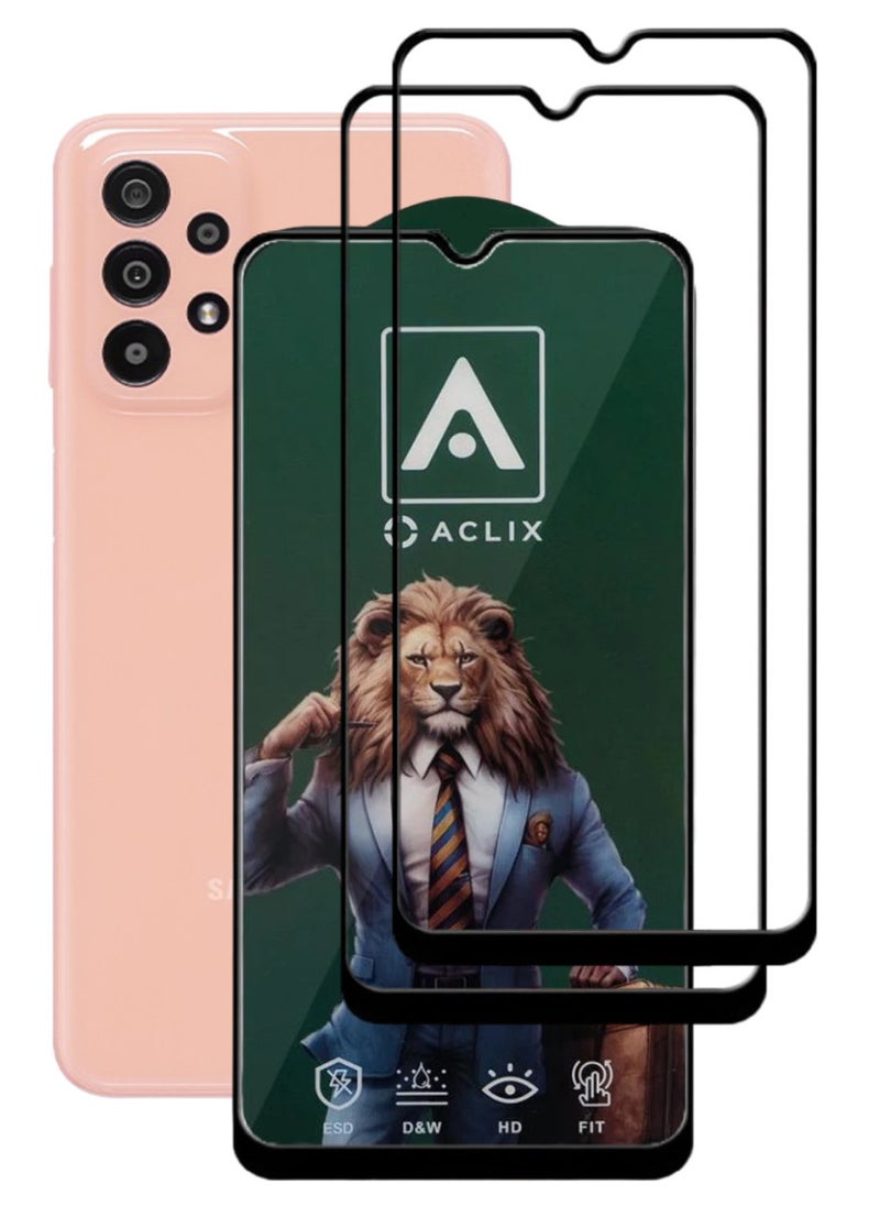 ACLIX 2 Pieces Antistatic ESD Dustproof Premium Quality High Definition Tempered Glass Screen Protector Designed For Samsung Galaxy A23 - Image 1