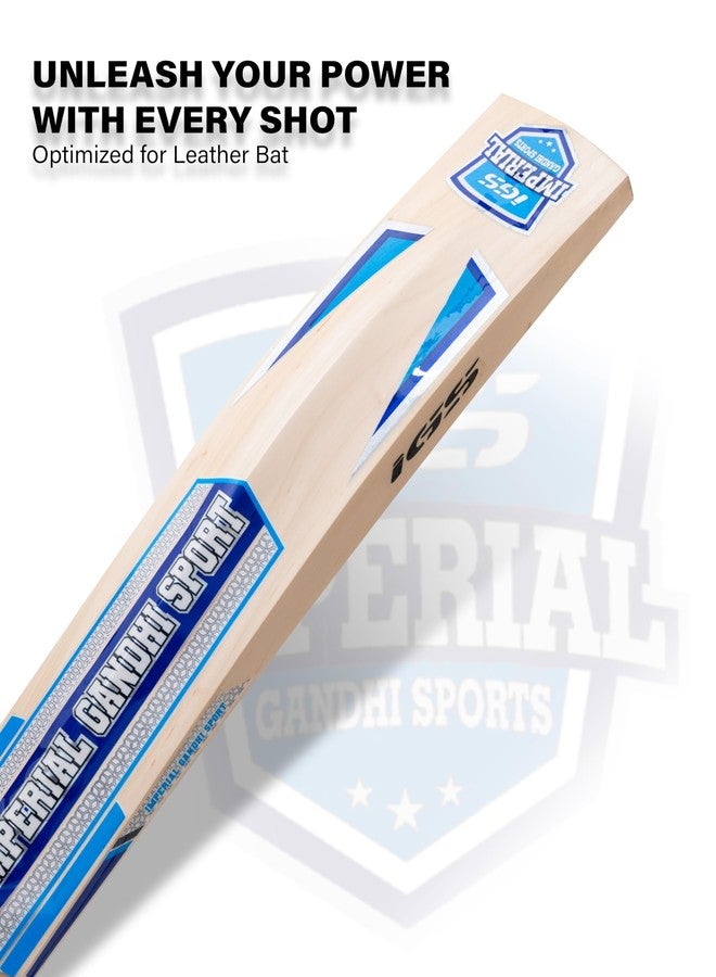 IGS Premium Edition Kashmir Willow Cricket Bat, Standard Size, Professional Leather Ball Bat, Natural Wood (Size 5) - Image 5