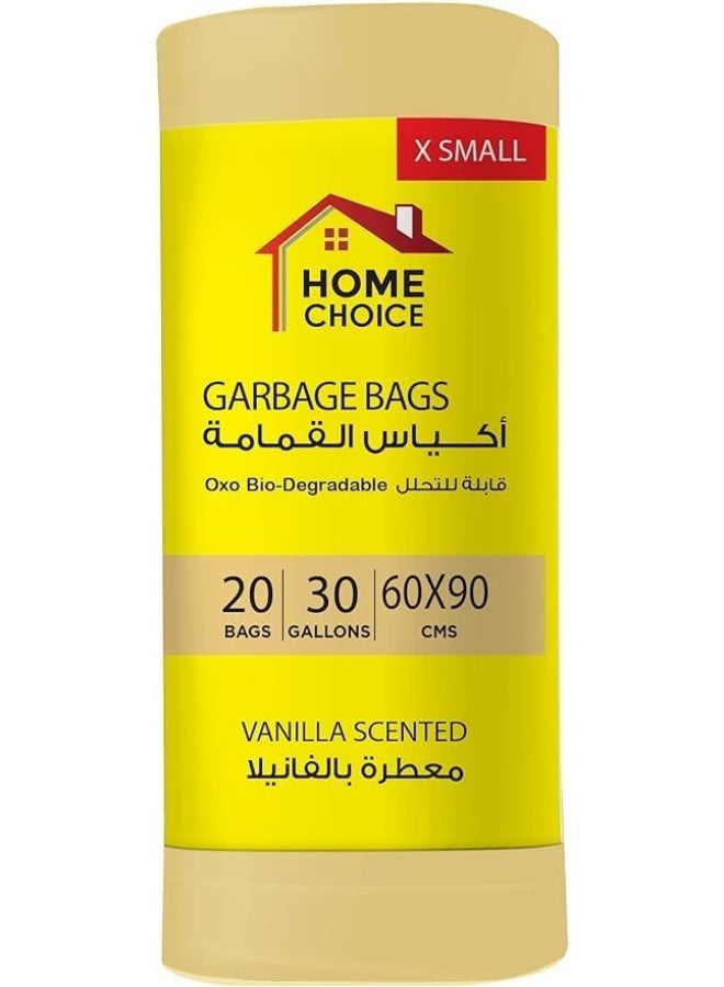 HOME CHOICE 30 Gallons Scented-VANILLA, Pack of 20-Pieces, Size 60*90 cm Drawstring Scented Trash Bags, Drawstring Garbage Bags Rolls, Bio-Degradable, Bin Liners with Ribbon Neck Tie - Image 5