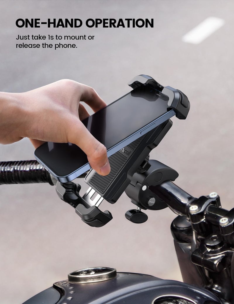 Lamicall Motorcycle Phone Mount, Bike Phone Holder - Upgrade Quick Install Handlebar Clip for Bicycle Scooter, Cell Phone Clamp for iPhone 16 15 Pro Max/ 14/13, Galaxy S10 and More 4.7-6.8" Phone - Image 2