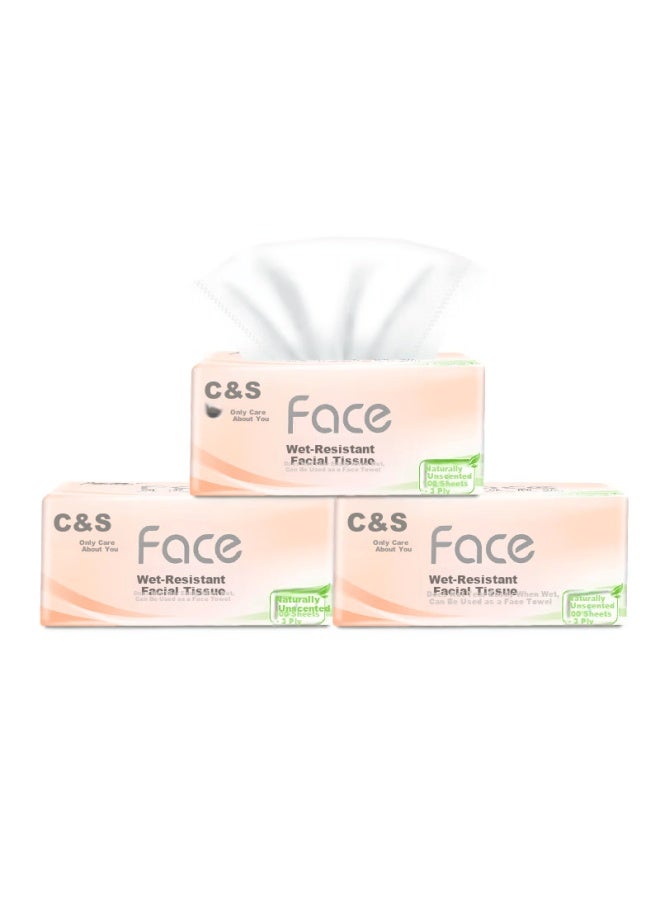 Clean And Soft C&s Facial Tissue Pink Face 3-ply 100 Sheets 8 Packs Pr250-48r/pr296-48r Single Handle - Image 2