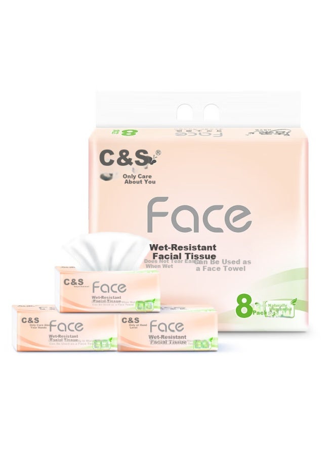 Clean And Soft C&s Facial Tissue Pink Face 3-ply 100 Sheets 8 Packs Pr250-48r/pr296-48r Single Handle - Image 1