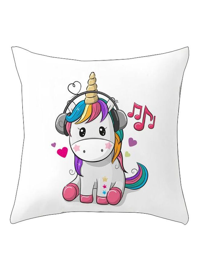 إسكدنيا غطاء وسادة بطبعة صورة كرتونية لأحادي القرن أبيض/رمادي/وردي 45x45سم