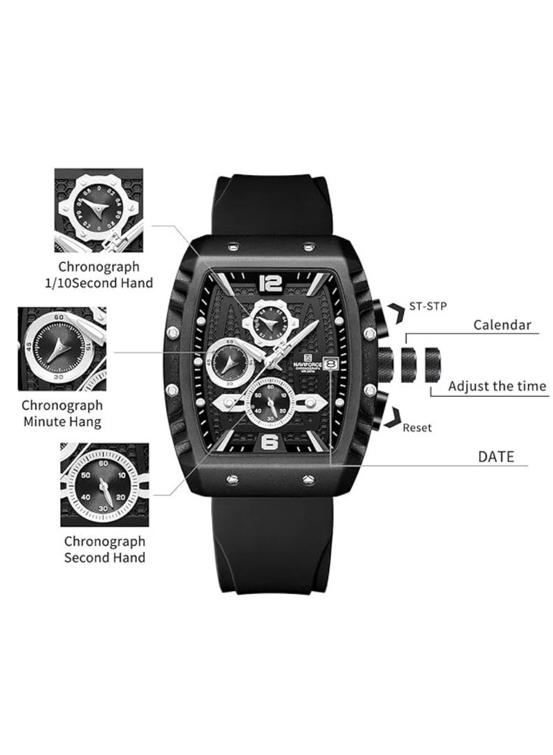 NAVIFORCE Waterproof Chronograph Sport Watch for Men, with Auto Date Quartz Wrist Watch, Colorful Silicone Band NF8025 - Image 4