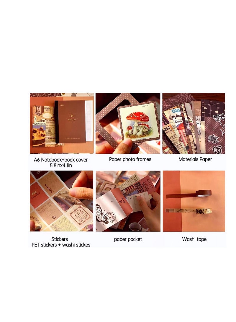 Y&D 348 Pcs Aesthetic Scrapbook Kit Scrapbooking Supplies Junk Journal With A6 Grid Notebook Bullet Journals Diy Gift Journaling For Teen Girl Kid Women (Vintage) - Image 3