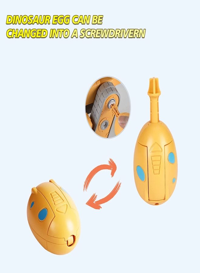 5 in 1 Take Apart Dinosaur Transformer Toys,Dinosaur Robots Toys Truck,DIY Disassembly Farmer Car,Transporter,Scarifier,Mower,Excavator,STEM Building Educational Gift for Kids,Boys,Girls(Yellow) - Image 2