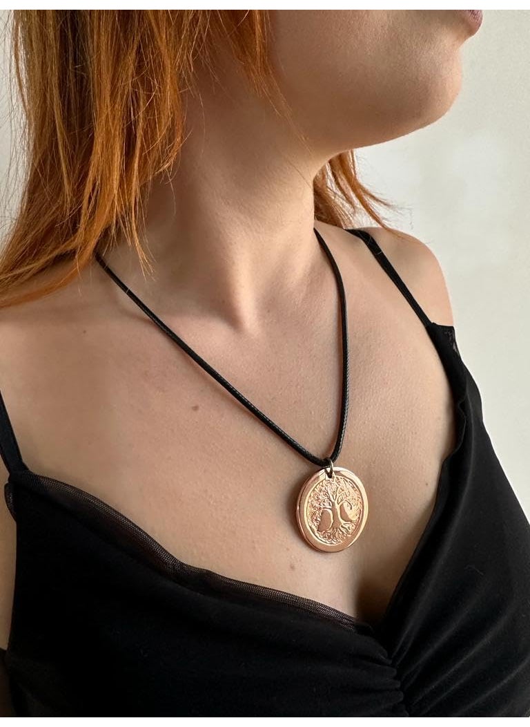DEMMEX DEMMEX Solid Copper Tree of Life Pendant Necklace, 2.5mm Thick, 1.5 Inches Diameter, Uncoated, Unisex, Handmade in Turkey - Pure Copper will CHANGE Color, Polish with Salt-Lemon Mix (Copper)  - Image 5