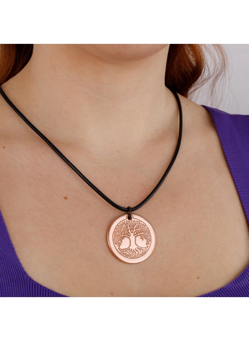 DEMMEX DEMMEX Solid Copper Tree of Life Pendant Necklace, 2.5mm Thick, 1.5 Inches Diameter, Uncoated, Unisex, Handmade in Turkey - Pure Copper will CHANGE Color, Polish with Salt-Lemon Mix (Copper)  - Image 2