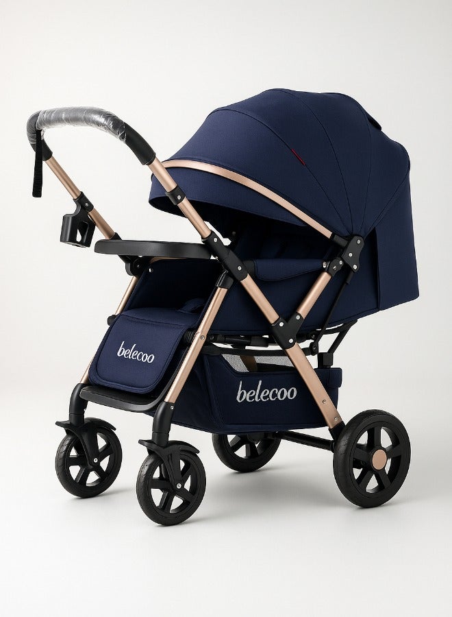 بيليكو عربة أطفال Belecoo عالية الجودة - قابلة للطي بيد واحدة، مع مساحة تخزين كبيرة ونافذة لمراقبة الطفل، مناسبة للسفر اليومي - Image 1