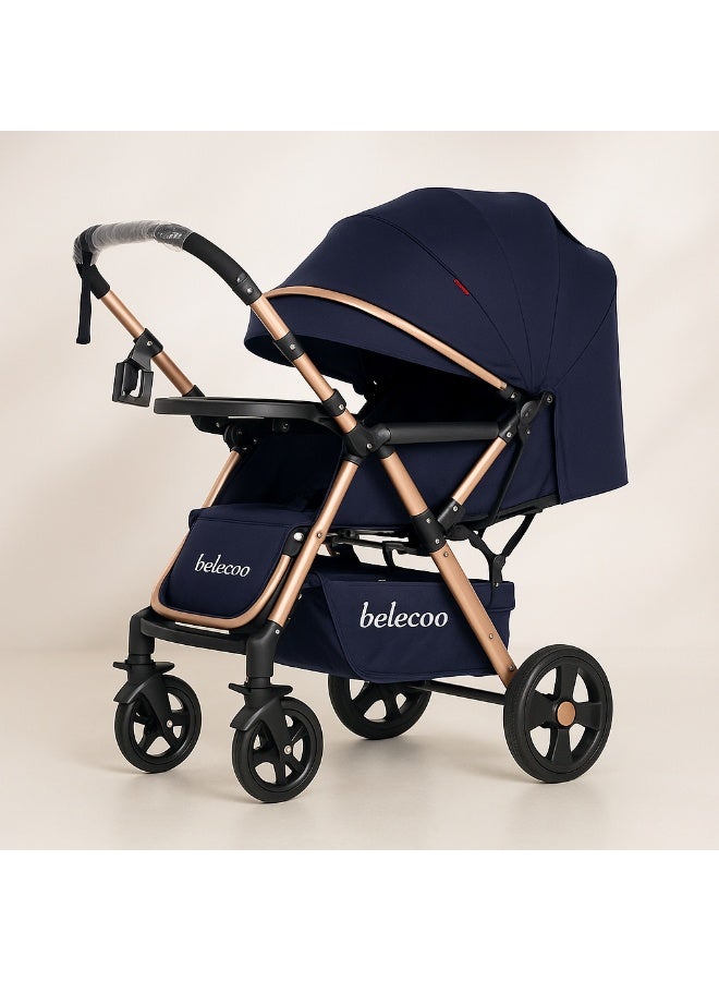 بيليكو عربة أطفال Belecoo عالية الجودة - قابلة للطي بيد واحدة، مع مساحة تخزين كبيرة ونافذة لمراقبة الطفل، مناسبة للسفر اليومي - Image 3