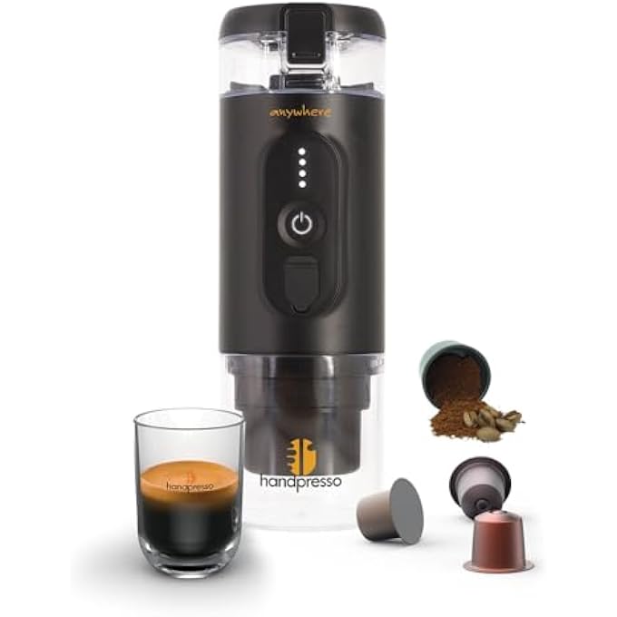 handpresso Portable Espresso Machine  Black 60 Ml Capacity  Travel Coffee Maker For Espresso Capsules Or Ground Coffee - Image 1