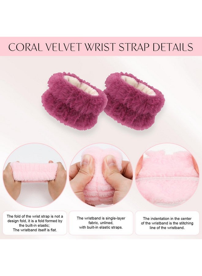 Cavetee 3 Piece Pink Bear Ears Headband Set - Elastic Headband, Wristband For Women, Girls Wash Face, Skincare, Shower - Image 5