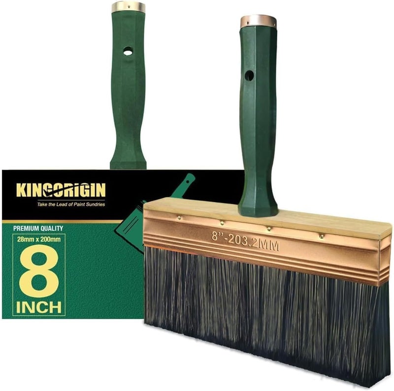 KingOrigin Deck Stain Brush, 8 Inch Deck Paint Brush with Threaded Handle for Extension Pole, Wide Large Brushes for Staining Wood, Fence, Walls, Lime Wash Paint Brush - Image 1