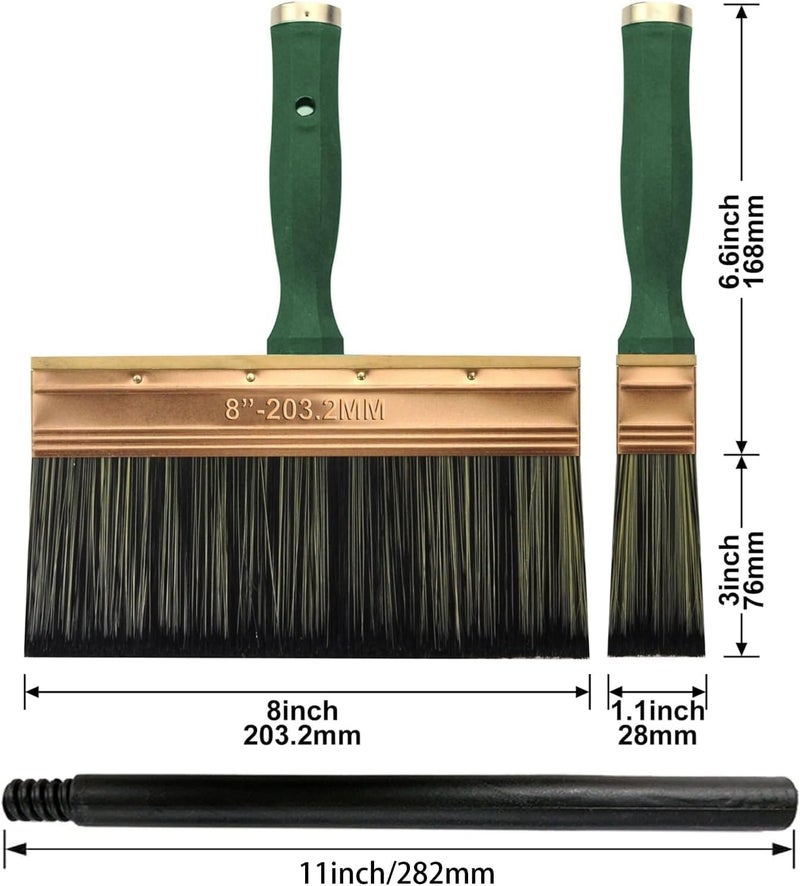 KingOrigin Deck Stain Brush, 8 Inch Deck Paint Brush with Threaded Handle for Extension Pole, Wide Large Brushes for Staining Wood, Fence, Walls, Lime Wash Paint Brush - Image 2