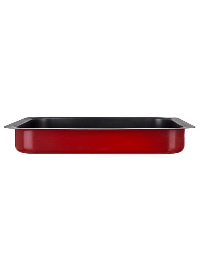 A TO Z Non-Stick Baking Tray Set – 3 Pcs Red Roasting Pans (28, 34, 40.5 cm) – Carbon Steel, Multipurpose Oven Trays for Cake, Cookies, Pizza & Roast – Easy to Clean & Stackable  - Image 2