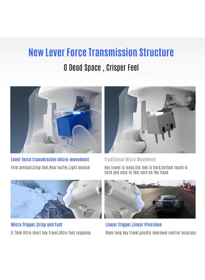 فلاي ديجي وحدة تحكم لاسلكية للكمبيوتر FLYDIGI Direwolf 4 مع عصا تحكم Forceflex، وأزرار Forceswitch بمحفزات ميكرو وخطية، واهتزاز ستيريو، ومستشعر حركة سداسي المحاور (6-Axis Gyro)، ومعدل استجابة 1000Hz، متوافقة مع PC / Nintendo Switch / TV / Android + قاعدة شحن + حقيبة حمل + كابل Type-C وجهاز الاستقبال (Receiver) - Image 4