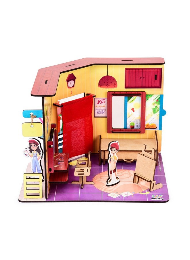 Webby DIY Wooden Artists Playhouse | Multifunctional Studio Cum Bedroom Doll House Set for Boys and Girls - Image 5
