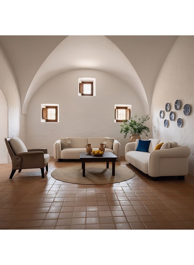 DANUBE HOME أريكة فلورانسا 3 مقاعد قماش | تصميم حديث لأرائك ثلاثية المقاعد | أثاث غرفة معيشة مريح L235xW100xH76cm - بيج فاتح - Image 5