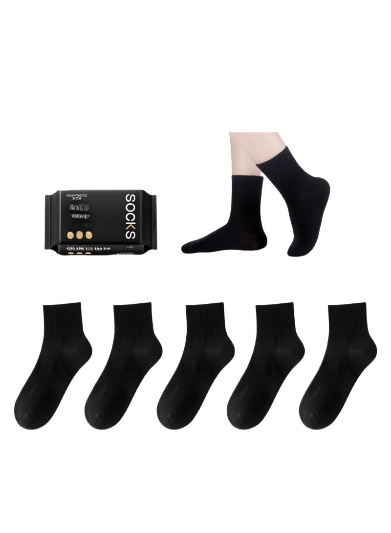كيوانهونغ 5 أزواج من الجوارب الأنبوبية المتوسطة القابلة للحمل والضغط من القطن، جوارب رياضية قابلة للتنفس تمتص العرق، مناسبة للسفر والعمل، مناسبة للرجال والنساء، مقاس أمريكي 6-9.5 - Image 1