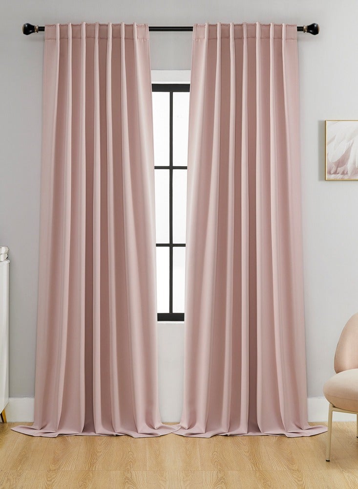 جورفنت ستائر بوليستر شفافة عصرية - ديكور غرفة باللون البيج الهادئ والوردي الفاتح - Image 1