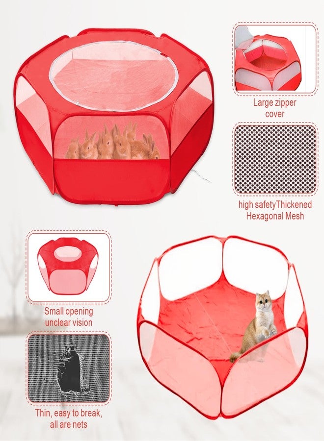 XIRGS Small Animal Playpen, Pet Playpen for Cat/Rabbit/Hamster/Guinea Pig/Bunny/Ferret/Kitten Toys Chick Brooder Box Cage Tent Pop Up Play Pen with Cover, Portable Play Yard Indoor Outdoor Waterproof - Image 3